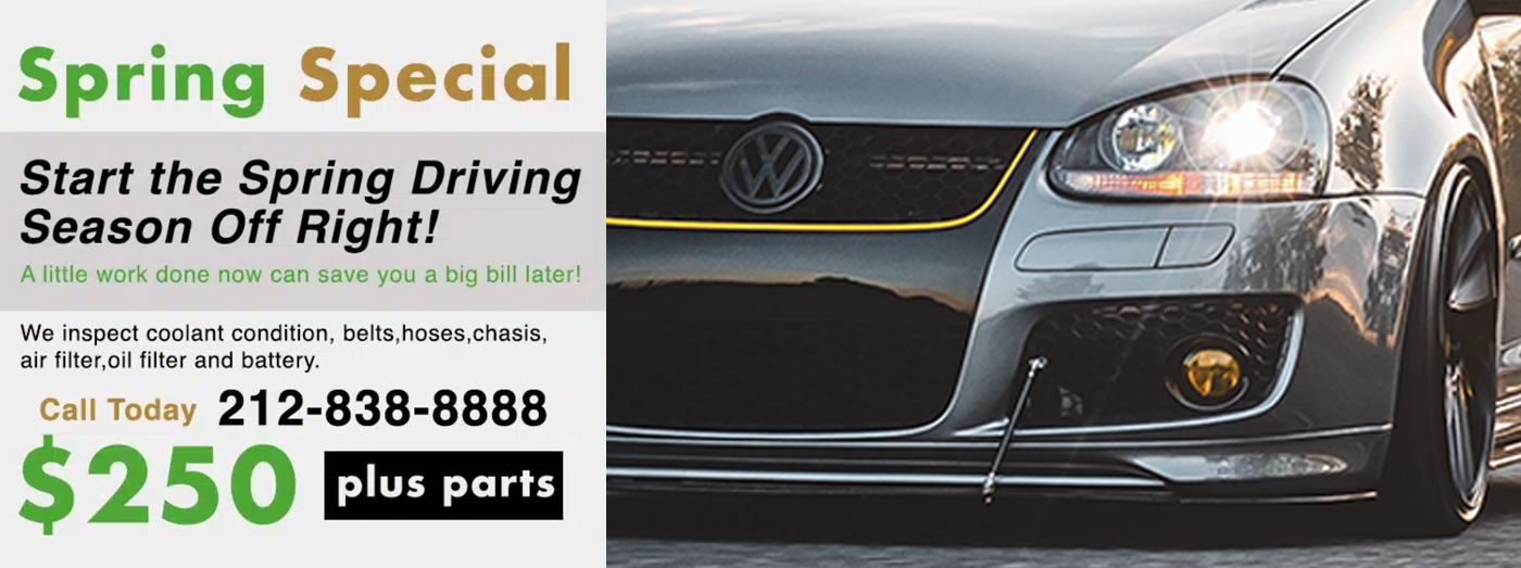 Best NYC Volkswagen VW dealer alternative for Service, Maintenance and Repair. Ask about our Volkswagen Scheduled Service Special. Let us help keep your Volkswagen looking and running like new.
