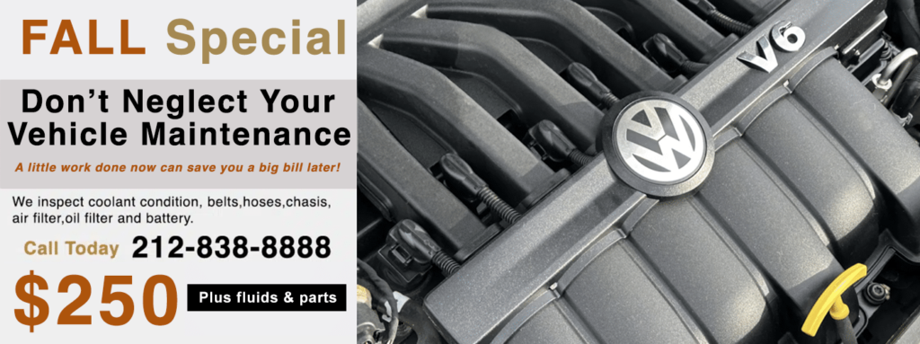 Special VW scheduled service, maintenance offer from VW Repair NYC the #1 dealer alternative for Volkswagen service, maintenance and repairs in NYC,Manhattan.